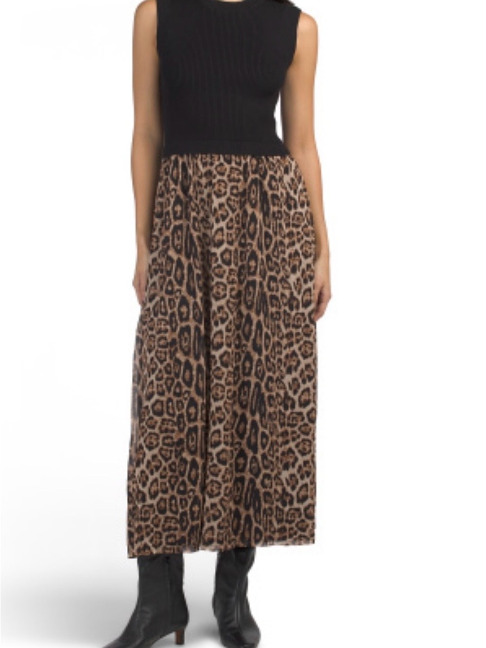 Nicole Miller Leopard Print Maxi Skirt - Black & Brown
